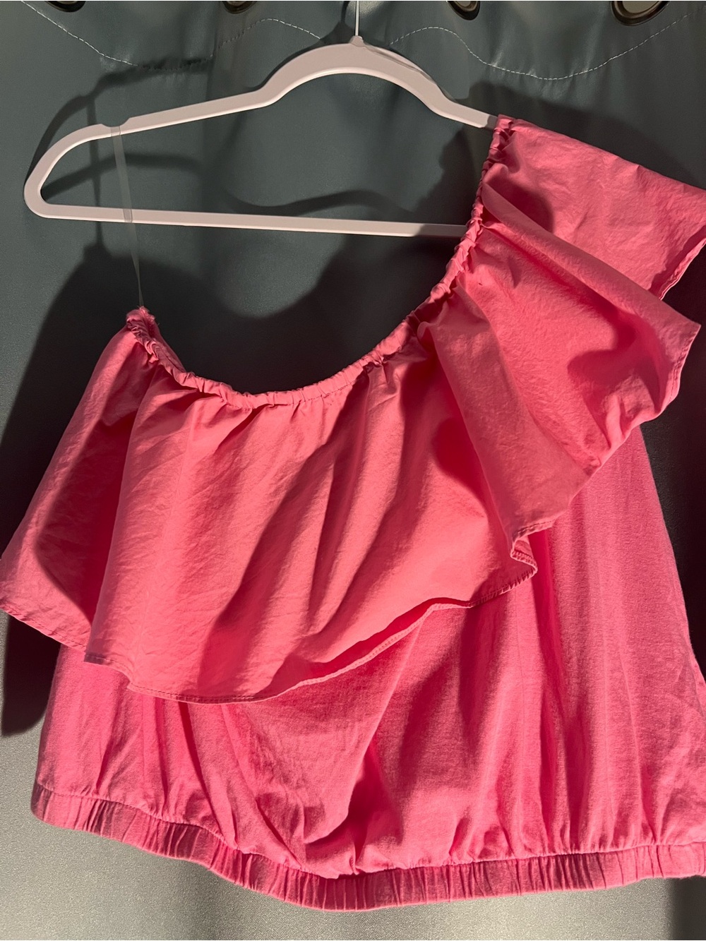 a new day Pink One-Shoulder Ruffle Crop Top L